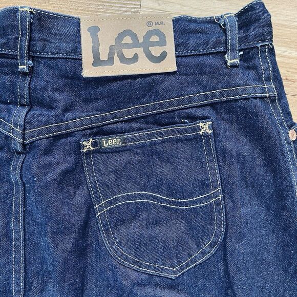 VTG LEE Jean Skirt 90s Women Size 18 Denim Midi Modest USA Pockets Retro Prairie - Picture 7 of 16